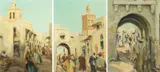 Isidore van Mens, Trois vues de Tunis, huile sur cartons