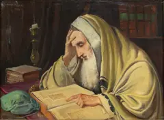 Alfréd Lakos, L' étude de la Torah, 1941, huile sur toile