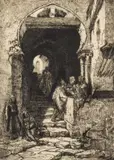 Adolphe Mouilleron, La rue du diable à Alger, gravure