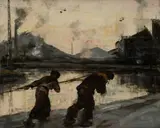 Pierre Paulus, Les haleurs, huile sur toile