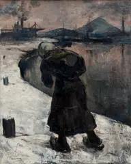 Pierre Paulus, Ramasseuse de charbon, huile sur toile