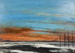 Paul Permeke, Coucher de soleil, huile sur panneau