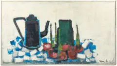 Françoise Van Kessel, Nature morte aux pommes, huile sur toile