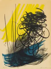 Hans Hartung, Hommage à San Lazzaro, 1975, lithographie couleur