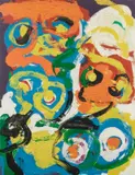 Composition by Karel Appel, lithographie couleur, sold Apr 2024