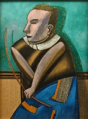 Dario Caterina, Portrait d'homme, 1989, technique mixte sur panneau