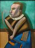 Dario Caterina, Portrait d'homme, 1989, technique mixte sur panneau