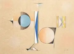 Jean Rets, Composition, 1982, technique mixte sur papier