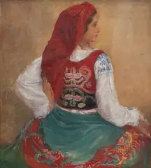 Marcel Hastir, Portrait de femme en costume traditionnel portugais, 1933, huile sur toile