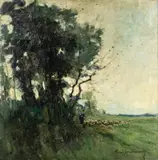 Paul Hagemans, Berger et ses moutons, 1934, huile sur toile
