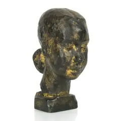 Marek Szwarc, Tête de jeune fille, sculpture en bronze à patine doré
