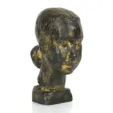 Marek Szwarc, Tête de jeune fille, sculpture en bronze à patine doré