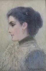 Portrait de la cantatrice Teresa Selenka, ayant joué dans Alba Albata by Jadwiga Matawowska, aquarelle sur ivoire, sold Apr 2024