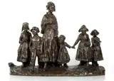 Giuseppe D'aste, La fête au village, sculpture en bronze à patine brune