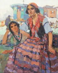 Roméo Dumoulin, Deux gitanes, huile sur toile