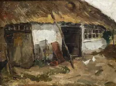 Isidore Verheyden, Cour de ferme, huile sur panneau renforcé