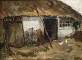 Isidore Verheyden, Cour de ferme, huile sur panneau renforcé