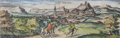 Joris Hoefnagel, Vue de Malaga, gravure rehaussée