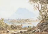 Carl Götzloff, Famille de bergers dans un paysage, 1828, aquarelle