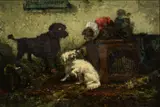 Vincent De Vos, Les chiens de cirque, huile sur panneau