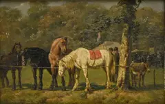 Henry Van Ingen, Le marché aux chevaux, 1854, huile sur panneau