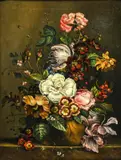 Lucie Chatillon, Composition au bouquet de fleurs, huile sur toile