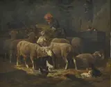 Frans De Beul, Dans l'étable, 1887, huile sur toile