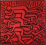 Keith Haring, Sept hommes, 1982, lithographie couleur, numéroté 100/150, édition de la Keith Haring Foundation