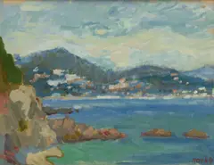 Marko Stupar, Paysage méditerranéen, gouache