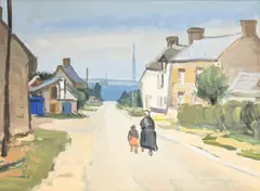 Hubert Malfait, Vue de Bretagne, gouache