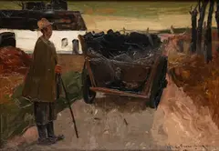 Robert Crommelynck, Tourbier et son attelage, 1951, huile sur toile
