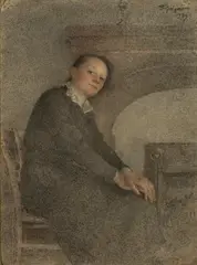 François Guiguet, Auprès du feu, 1929, crayon