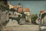 Charles Houben, Eglise de Montigny sur Loing, huile sur panneau