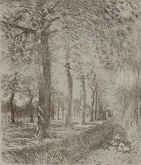 Emile Claus, La drève, lithographie