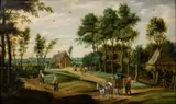 Isaac van Oosten, Paysage avec le retour du marché, Panneau de chêne, une planche, non parqueté