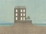 Bernard Ghobert, La maison du lac, 1974, crayon de couleur sur papier