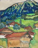 Edmond Bille, Paysage du Valais, 1922, aquarelle