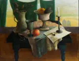 Guy Cambier, Nature morte devant la plage, huile sur toile