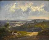 Jan-Baptist Daveloose, Paysage avec cavalier, huile sur panneau