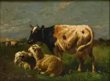 Paul Henry Schouten, Vaches et moutons, huile sur panneau