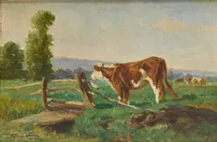 Alfred Verwee, Vaches dans les près, huile sur panneau