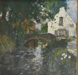 Henri Cassiers, Ruisseau en Brabant, gouache sur carton