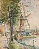 Anto Carte, Moulin au bord de l'eau, 1904, aquarelle sur papier