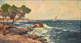 Georgij Alexandrovic Lapsin, Côte méditerranéenne, huile sur panneau
