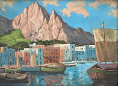 Konstantin Gorbatov, Port de Capri, huile sur toile