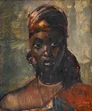 Clément Serneels, Portrait de femme, Goma, 1939, huile sur panneau