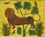 Jean Charles de Castelbajac, Lion dans la savane, technique mixte