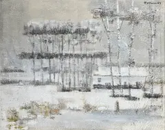 Paul Klein, Paysage sous la neige, 1967, huile sur panneau