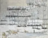 Paul Klein, Paysage sous la neige, 1967, huile sur panneau