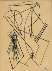 Youla Chapoval, Composition, 1950, fusain sur papier